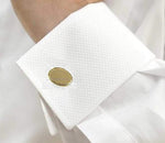 9K Yellow Gold Mens Textured  Oval Chain Link Cufflinks - Pobjoy Diamonds