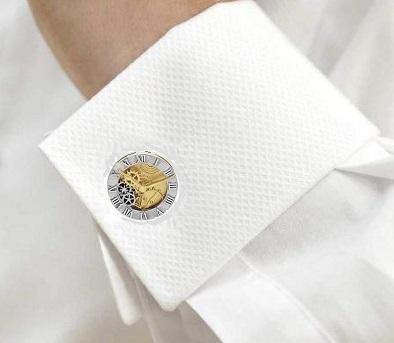 14K Gold & Sterling Silver Clock Cufflinks - Pobjoy Diamonds