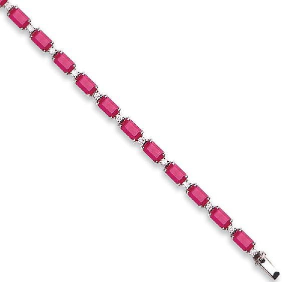 18K Gold & Ruby & Diamond Tennis Bracelet - Pobjoy Diamonds