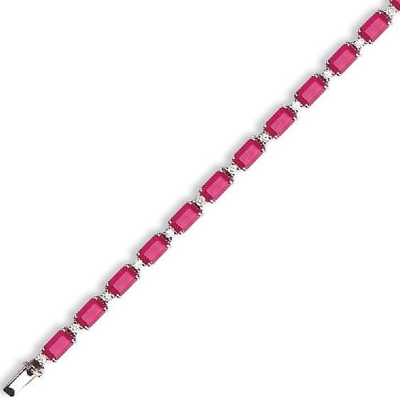 18K Gold & Ruby & Diamond Tennis Bracelet - Pobjoy Diamonds