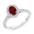 950 Palladium Ruby & Diamond Halo & Shoulders Engagement Ring F-G/VS - Pobjoy Diamonds