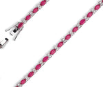 18K White Gold 6 Carat Ruby & Diamond Tennis Bracelet-Pobjoy