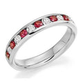 Pobjoy Platinum Ruby & Diamond Half Eternity Ring