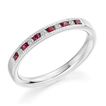 950 Platinum & Ruby Half Eternity Ring 0.23 CTW - Pobjoy Diamonds