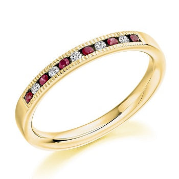 18K Yellow Gold & Ruby Half Eternity Ring 0.23 CTW - Pobjoy Diamonds