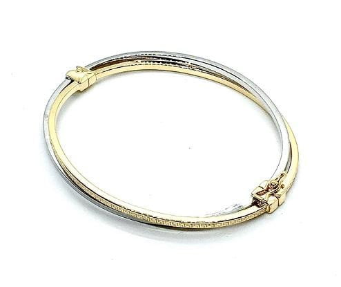 9K Yellow & White Gold Ladies Bangle - Pobjoy Diamonds