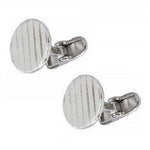 925 Silver Circular Striped Bar Cufflinks - Pobjoy Diamonds