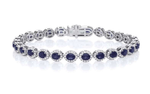 18K Gold 5.50 Carat Oval Sapphire & Diamond Tennis Bracelet - Pobjoy Diamonds