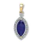 9K White & Yellow Gold Diamond & 1.00 Carat Sapphire Pendant - Pobjoy Diamonds