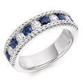 18K White Gold Blue Sapphire & Diamond Half Eternity Ring 1.65 CTW - Pobjoy Diamonds