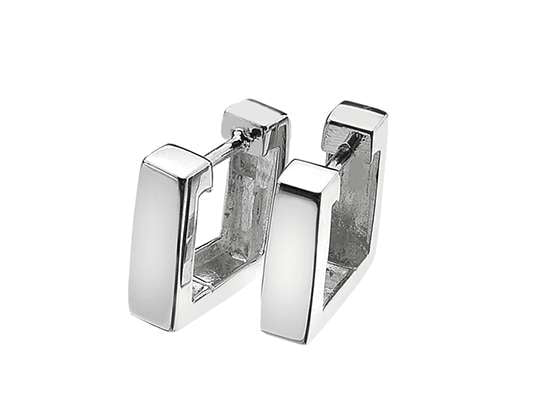 Sterling Silver Chunky Square Hoop Earrings - Pobjoy Diamonds