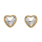 Sterling Silver & Yellow Gold Plated Heart Stud Earrings - Pobjoy Diamonds