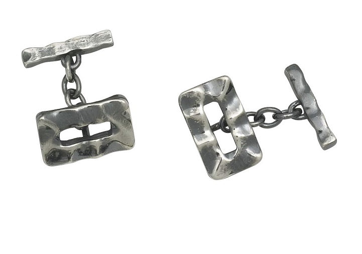 Sterling Silver Stressed Chain Cufflinks - Pobjoy Diamonds