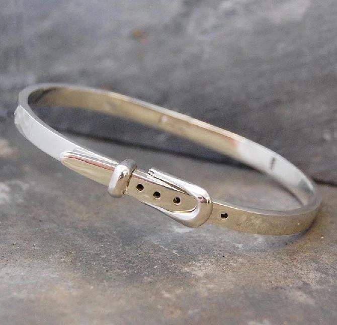 Handmade Sterling Silver Ladies Buckle Bangle - Pobjoy Diamonds