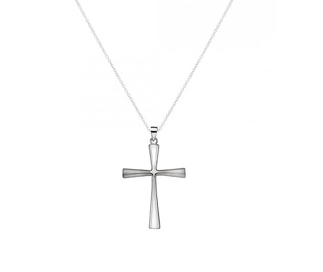 Unisex 925 Silver Scuptured Cross & Belcher Chain - Pobjoy Diamonds