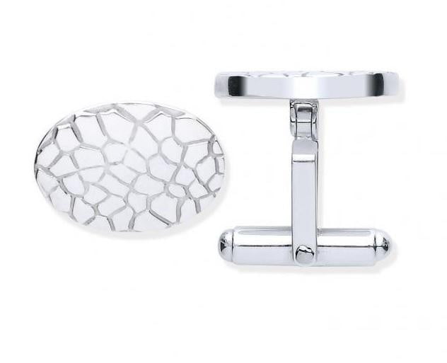 Silver Crocodile Pattern Cufflinks - Pobjoy Diamonds