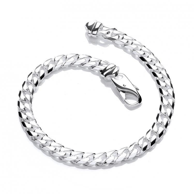 Gent's Silver Curb Medium Bracelet - Pobjoy Diamonds