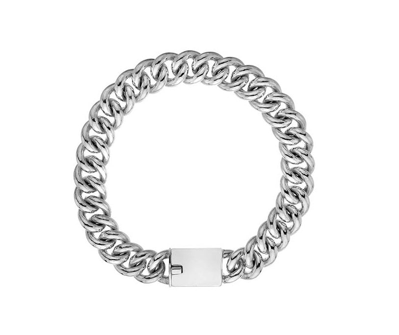 Sterling Silver Mens Large Curb Bracelet - Pobjoy Diamonds