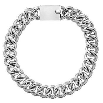 Sterling Silver Mens Large Curb Bracelet - Pobjoy Diamonds