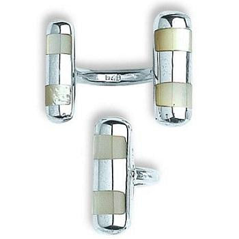 Silver & Mother Of Pearl Cufflinks - Pobjoy Diamonds