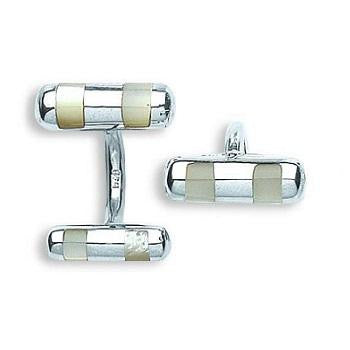 Silver & Mother Of Pearl Cufflinks - Pobjoy Diamonds