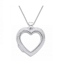 Load image into Gallery viewer, Sterling Silver Heart Ribbed Open Locket