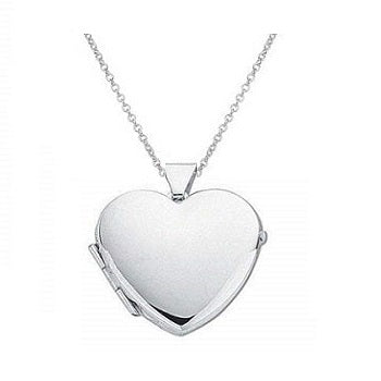 Silver Smooth Finish Heart Locket - Pobjoy Diamonds