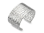 Sterling Silver Lattice Wide Cuff Bangle- Pobjoy Diamonds