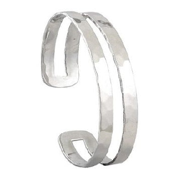 Sterling Silver Wide Double Torque Ladies Bangle - Pobjoy Diamonds