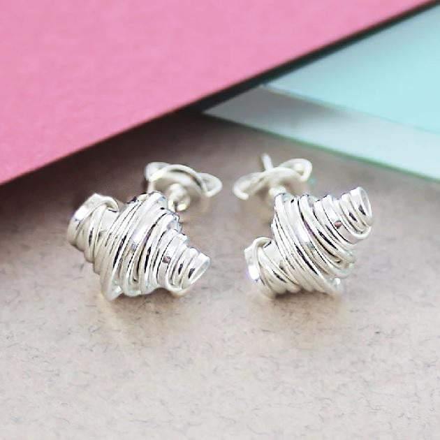 Handmade Silver Coil Stud Earrings - Pobjoy Diamonds