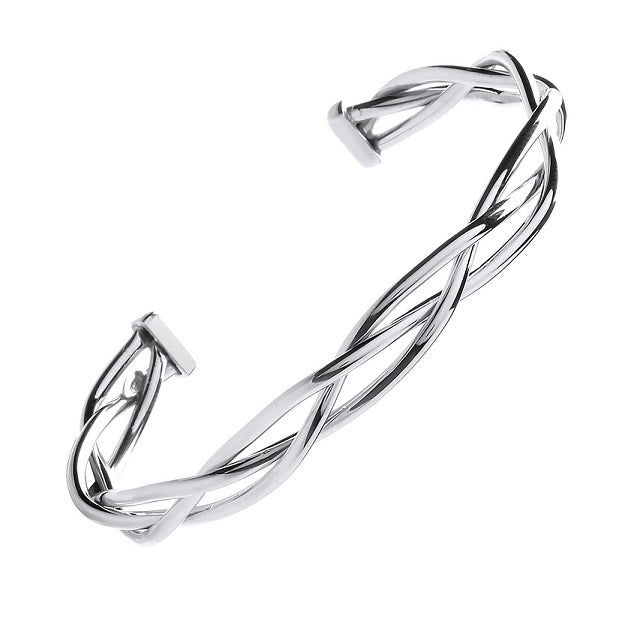 Sterling Silver Hollow Tubular Designer Bangle - Pobjoy Diamonds