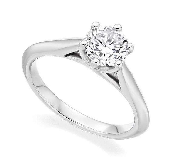 Platinum 1.00 Carat Round Brilliant Cut Lab Grown Diamond Ring D/VVS1