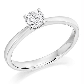 18K White Gold 0.40 Carat Round Brilliant Cut Solitaire Diamond Ring F/VS2-Lambourn - Pobjoy Diamonds