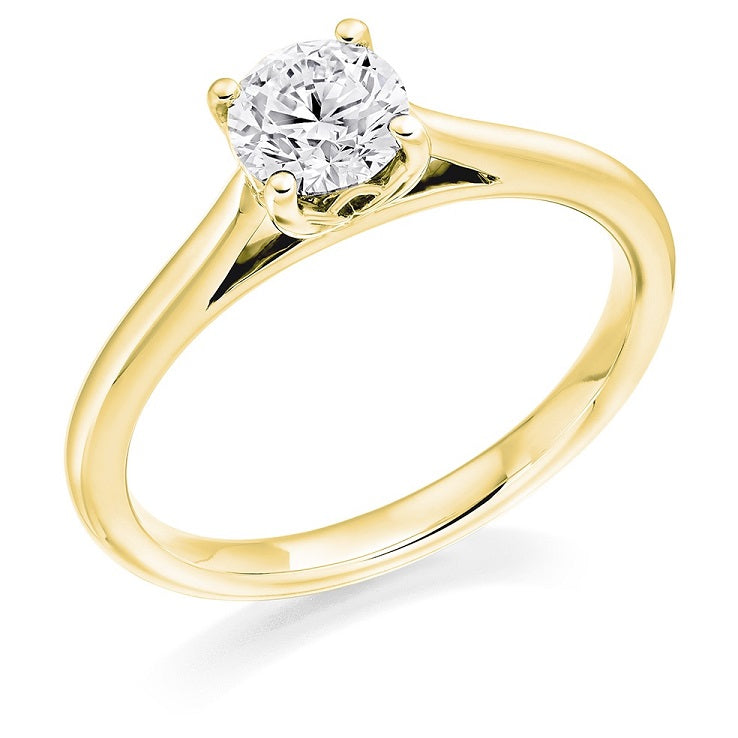 18K Yellow Gold 0.50 Carat Round Brilliant Cut Solitaire Diamond Ring F/VS2-Arundel - Pobjoy Diamonds