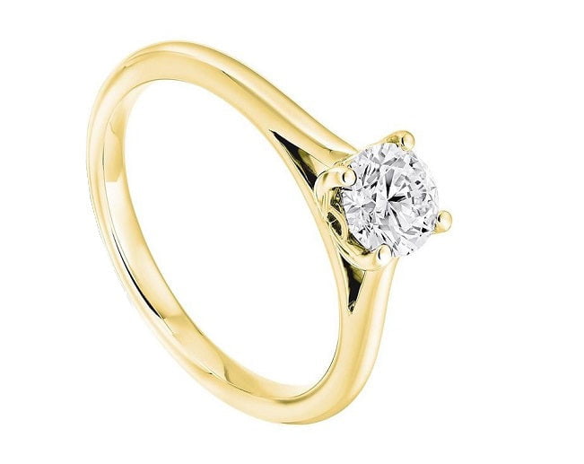 18K Gold 0.60 Carat Round Brilliant Cut Solitaire Lab GrownDiamond Ring F/VS1 - Pobjoy Diamonds