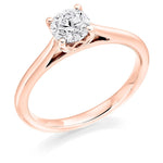 18K Rose Gold 0.50 Carat Round Brilliant Cut Solitaire Diamond Ring-Arundel F/VS2 - Pobjoy Diamonds