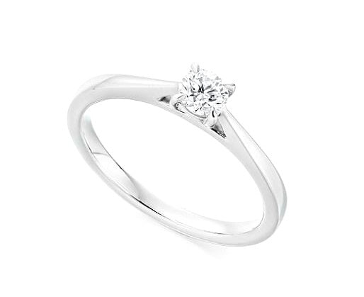 18K White Gold 0.31 Carat Round Brilliant Cut Solitaire Diamond Ring F/Si1-Tortola - Pobjoy Diamonds