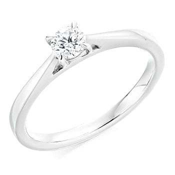 18K White Gold 0.31 Carat Round Brilliant Cut Solitaire Diamond Ring F/Si1-Tortola - Pobjoy Diamonds