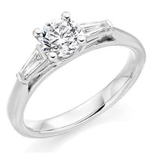 Load image into Gallery viewer, 950 Platinum Solitaire &amp; Baguette Diamond Engagement Ring 1.50 CTW E/VS1 - Pobjoy Diamonds