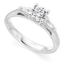 Load image into Gallery viewer, Platinum Solitaire &amp; Baguette Lab Grown Diamond Ring 2.00 Carats D/VVS1