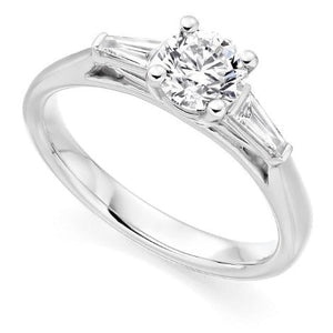 Platinum Solitaire & Baguette Lab Grown Diamond Ring 2.00 Carats D/VVS1