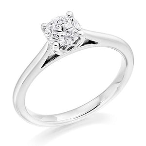 18K White Gold 0.50 Carat Round Brilliant Cut Diamond Solitaire Ring Pobjoy Diamonds