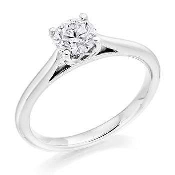 18K White Gold 0.40 Carat Round Brilliant Cut Lab Grown Solitaire Diamond Ring E/VS1 - Pobjoy Diamonds