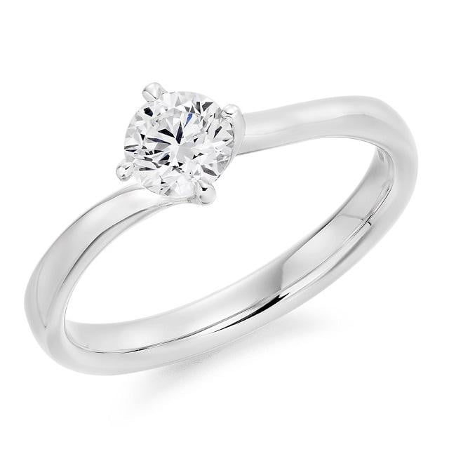 14K White Gold 0.50 Carat Round Brilliant Cut Solitaire Lab Grown Diamond Ring I/VS2+ - Pobjoy Diamonds