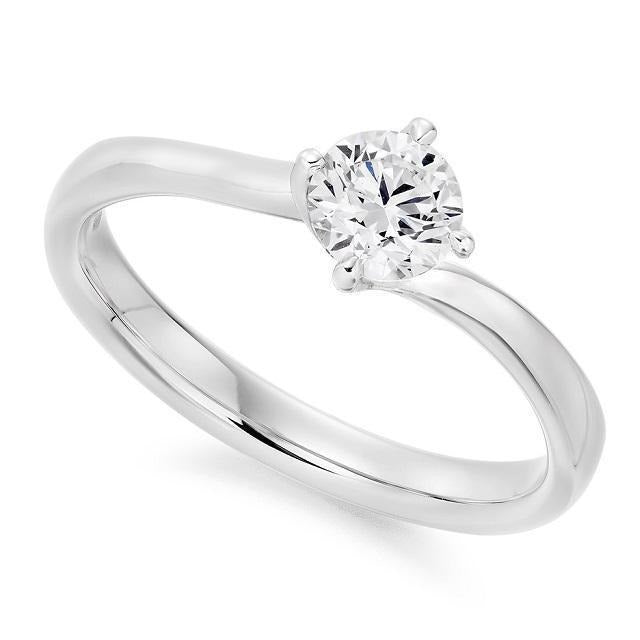 9K White Gold 0.50 Carat Round Brilliant Cut Solitaire Lab Grown Diamond Ring G/Si1 - Pobjoy Diamonds