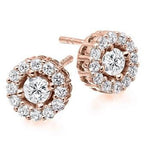 18K Gold Round Brilliant Cut Diamond Halo Earrings 1.00 CTW - Pobjoy Diamonds