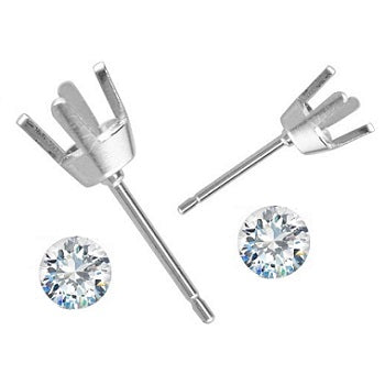 18K White Gold Bespoke RBC Diamond Stud Earrings 0.40 - 0.60 Carat - Pobjoy Diamonds