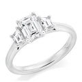 18K White Gold 1.80 Carat Emerald Cut Lab Diamond Trilogy Ring - E/VS1 - Pobjoy Diamonds