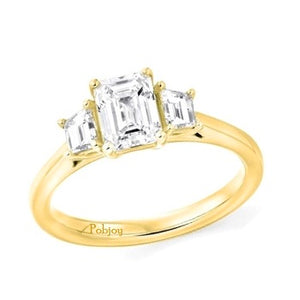 1.80 Carat Emerald Cut Lab Diamond Trilogy Ring - E/VS1