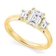 Load image into Gallery viewer, 14K White Gold 1.80 Carat Emerald Cut Lab Diamond Trilogy Ring - F/VS1 - Pobjoy Diamonds